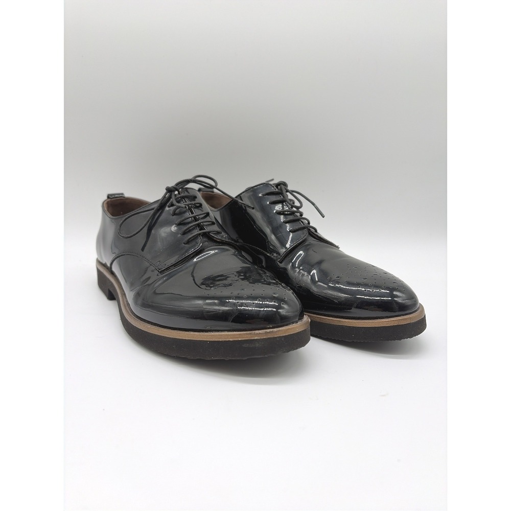 AGL Attilio Giusti Leombruni Black Patent Leather Brogue Oxfords N721021 Size 38